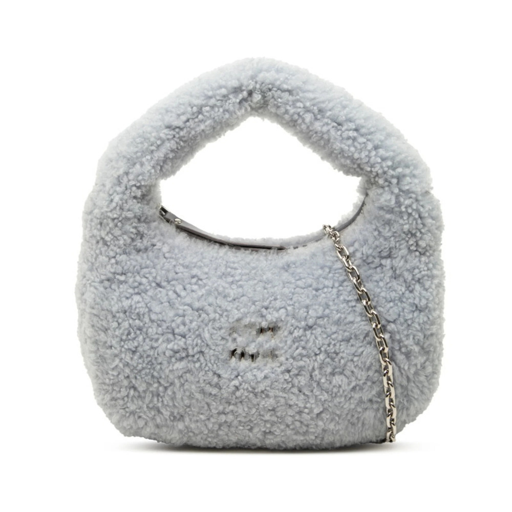 Miu Miu Miu Wonder Hobo Bag, Handbag, Chain Shoulder 2-Way, Blue, Wool, Women...